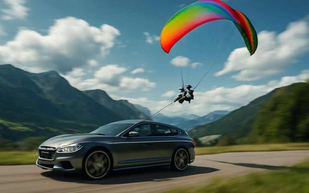 Experience the thrill of paragliding with car: A breathtaking adventure like never before!