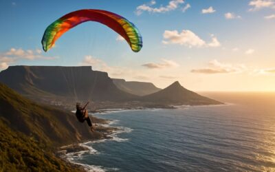 Soar over Table Mountain with paraglider cape town thrills and sea breeze.
