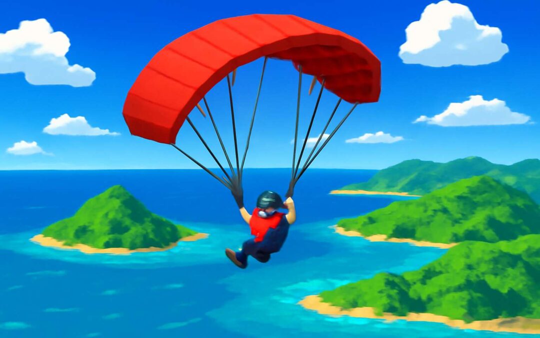 Soaring nostalgia: nintendo 64 paragliding game vibes in epic retro skies