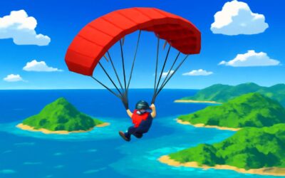 Soaring nostalgia: nintendo 64 paragliding game vibes in epic retro skies