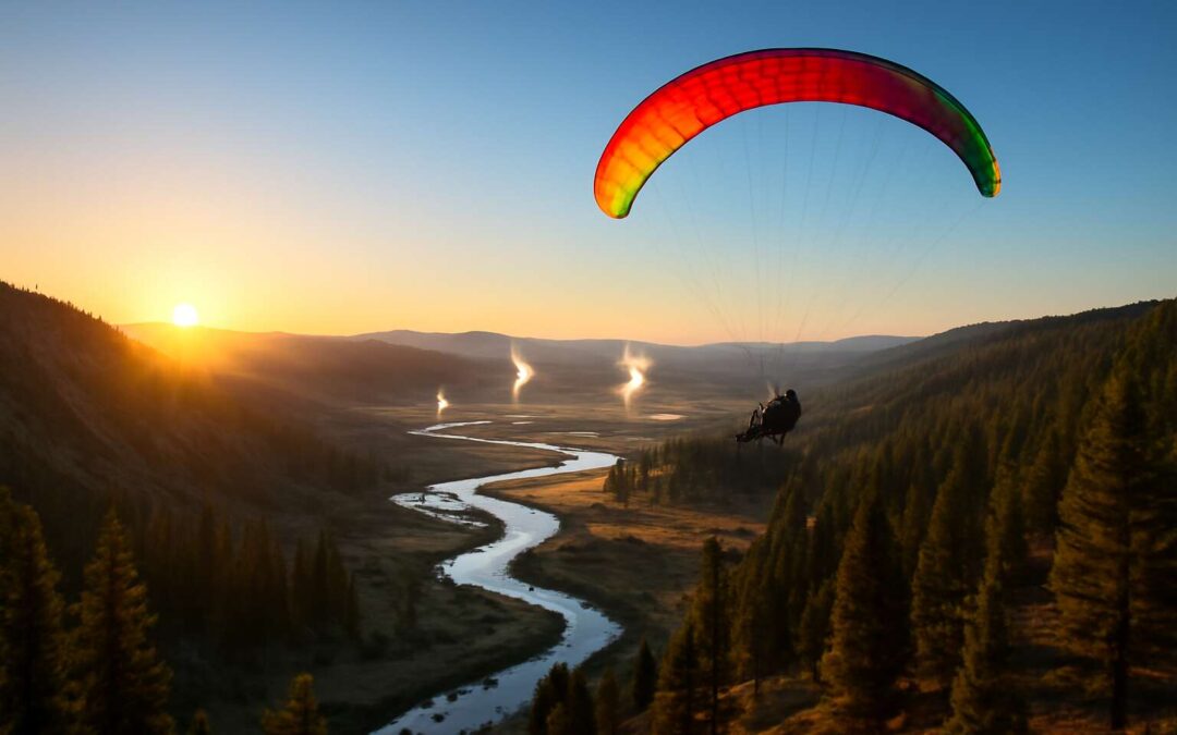 Soar with paragliding yellowstone: wind, waterfalls, and geyser views from above.