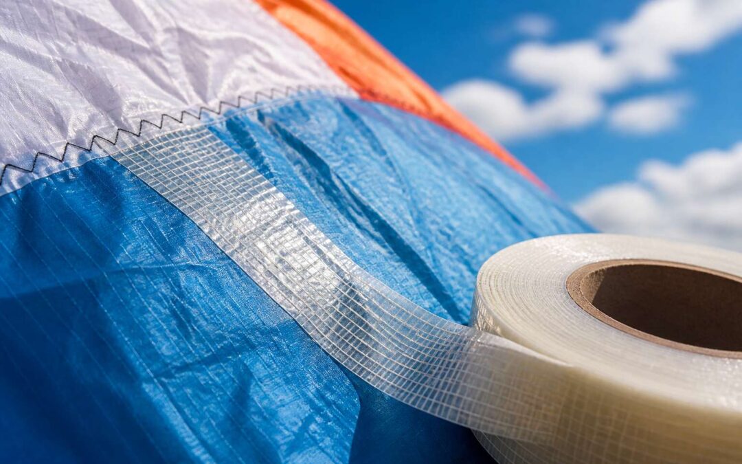 Paraglider ripstop tape: strong repairs for wing tears and punctures.